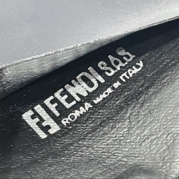 Fendi vintage navy blue pequin stripe canvas crocodile leather trim card wallet - Picture 12 of 12